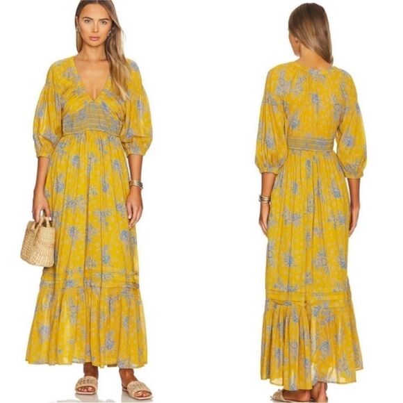 NWT FREE PEOPLE NWT Golden Hour Maxi Dress in Egyptian Palm Combo - Picture 1 of 11